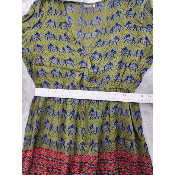 Earthbound Trading Co Aztec Tribal Elephant Long Sleeve Romper Size S Multicolor - Picture 4 of 9